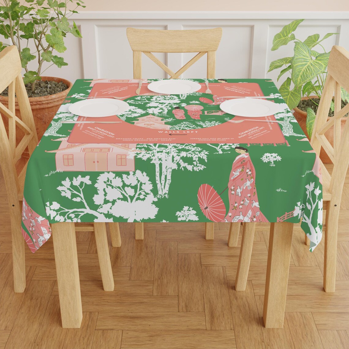 Pastel Mahjong Tablecloth with Instructions - Perfect for Mahjong Enthusiasts and Teams