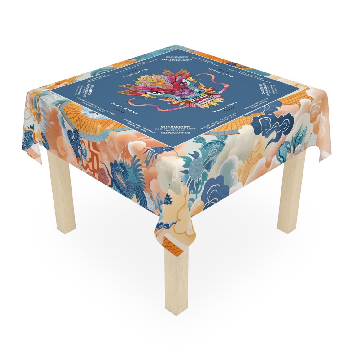 Vibrant Colorful Dragon Design Mahjong Tablecloth - Perfect for Mahjong Lovers & Teams