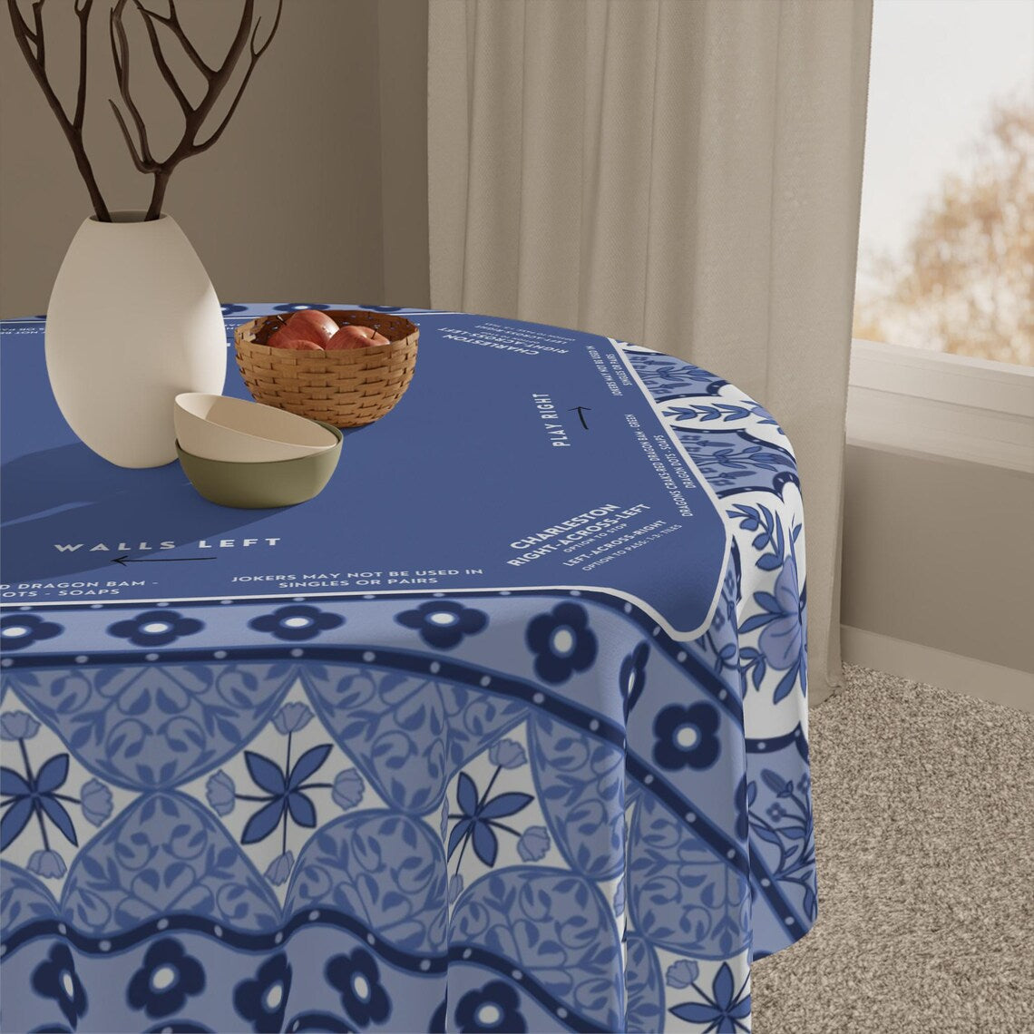 Instructions on tablecloth, easy for beginners that are new to playing Mah jong, Indian Design Mahjong Tablecloth