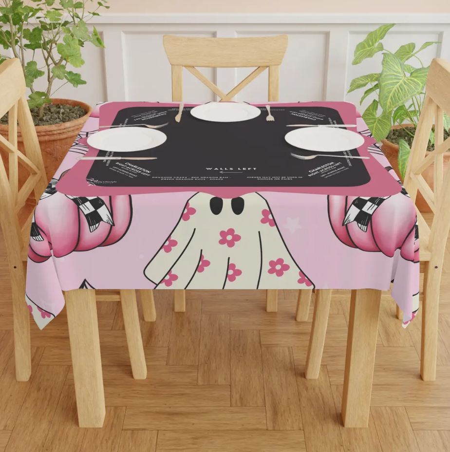Halloween Mahjong Instructional Tablecloth - Perfect for Events, Mahjong Games, and Halloween Parties