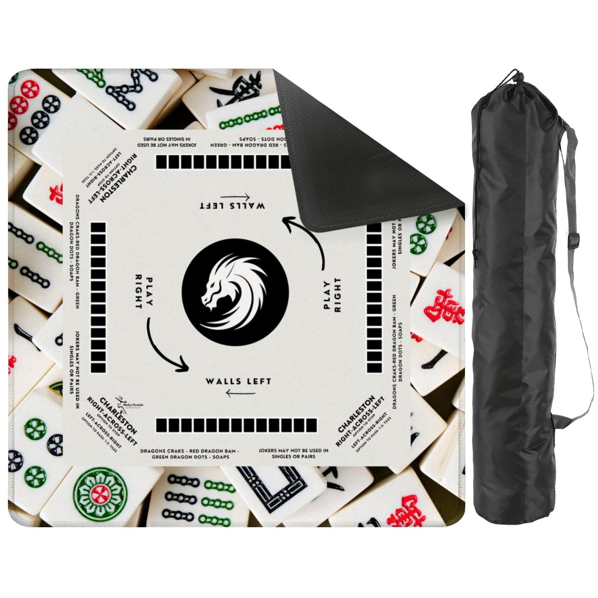 Tile Design Mahjong Mat 31.5 x 31.5 - Durable Playing Surface, Handmade Mat