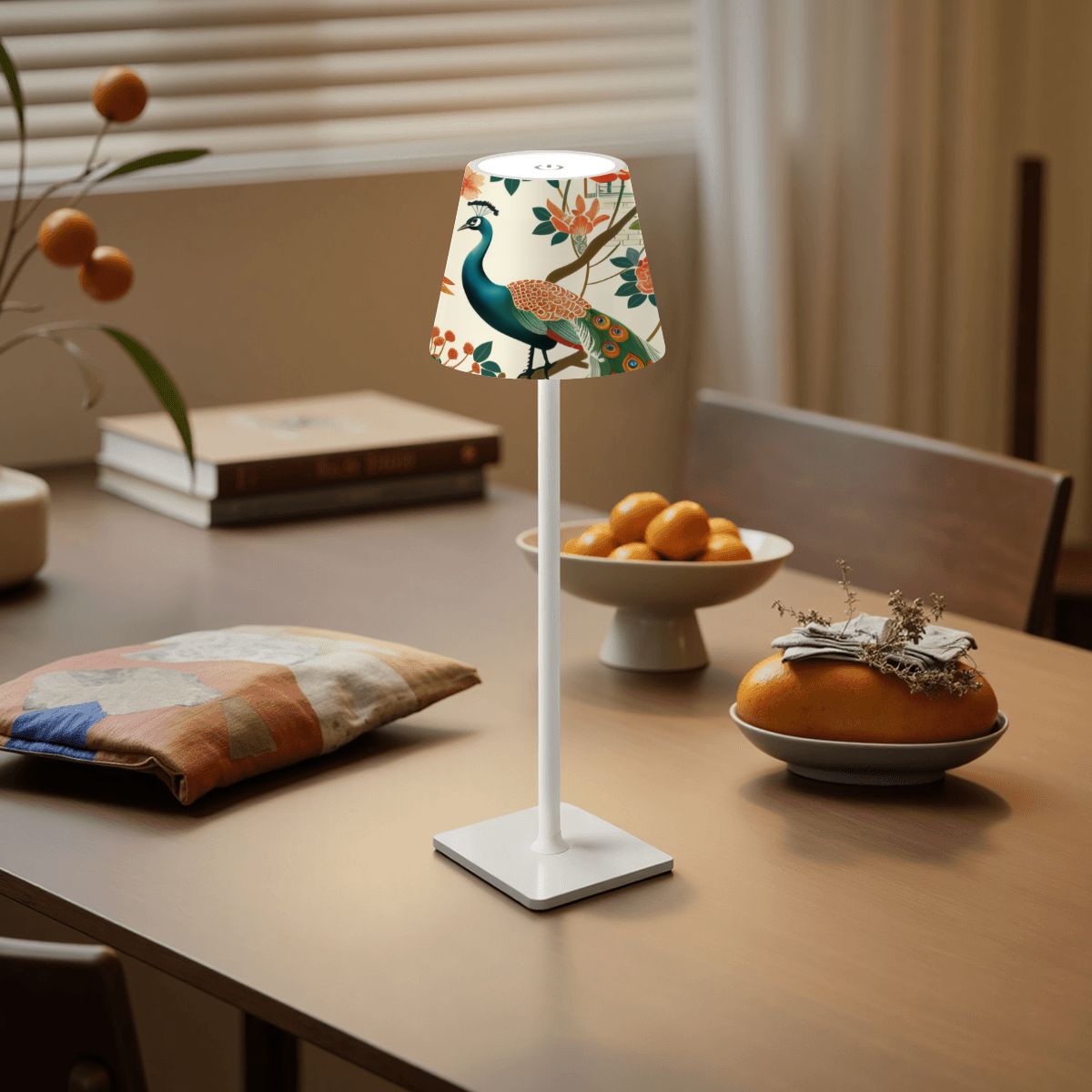 Green Peacock LED Cordless Table Lamp