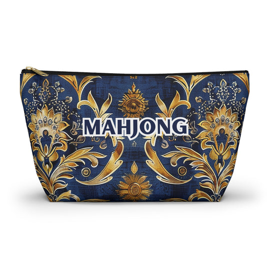 Vibrant Blue and Hints of Gold Mahjong Pouch