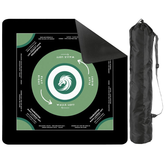 Black and Green Mahjong Mat 31.5 x 31.5 - For Mahjong Enthusiasts