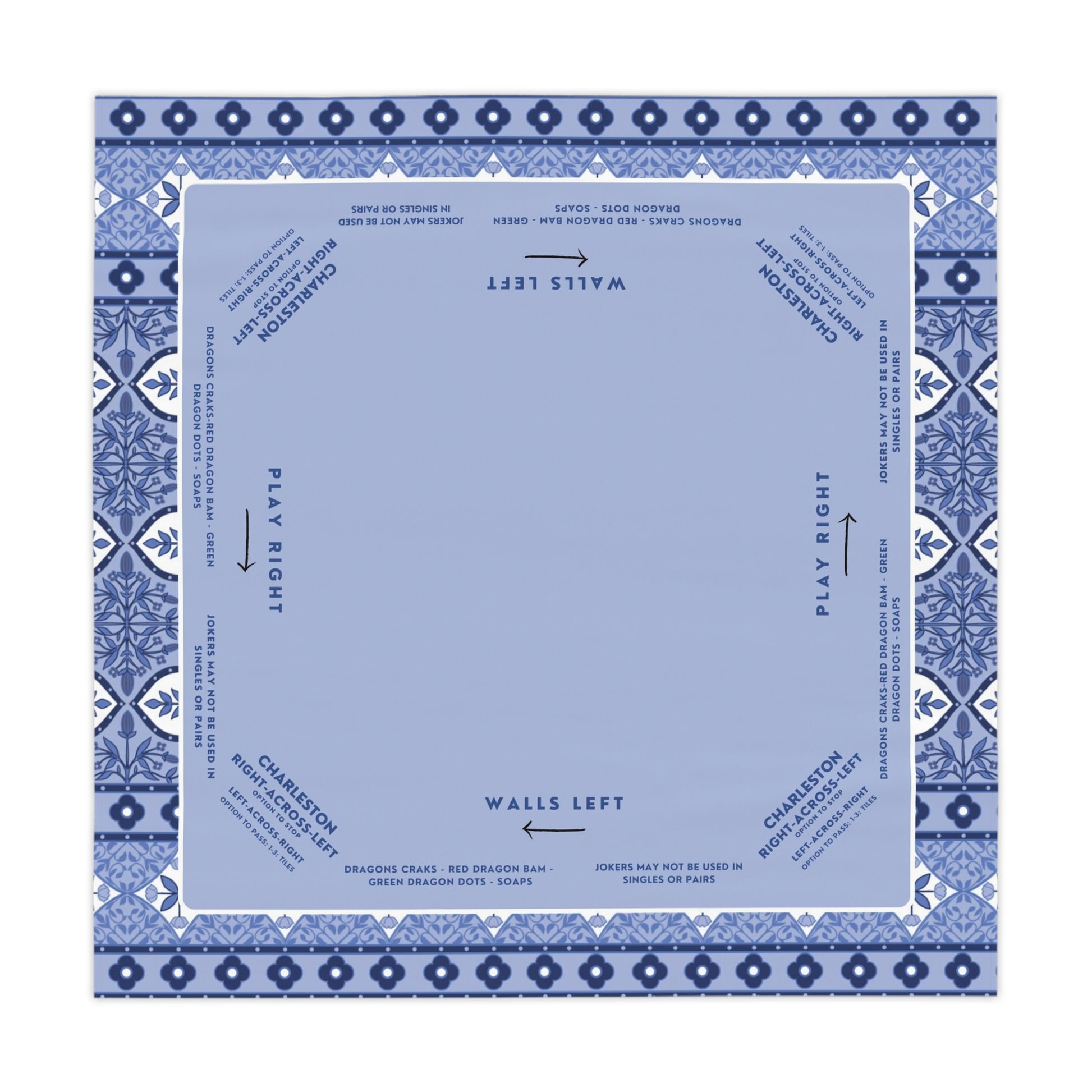 Blue Indian Design Premium Mahjong Mat Custom Made - Smooth, Durable Surface for Enhanced Game Nights