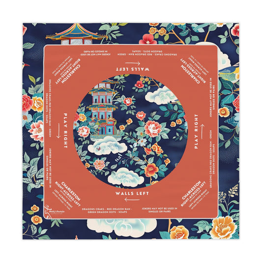Premium Orange and Navy Mahjong Mat Custom Made - Smooth Durable Surface for Enhanced Game Night Experience