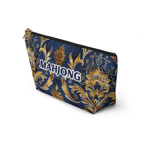 Vibrant Blue and Hints of Gold Mahjong Pouch