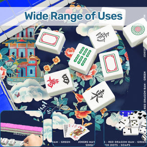 Blue Pavilion Mahjong Mat with Storage Case
