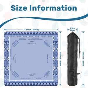 Blue Floral Mahjong Mat 30x30 - Durable Surface for Game Night Enthusiasts