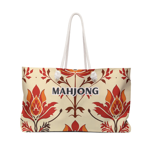 Orange Zesty Blossom Mahjong Tote Bag