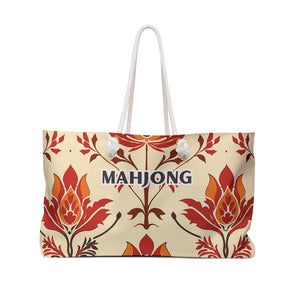Orange Zesty Blossom Mahjong Tote Bag