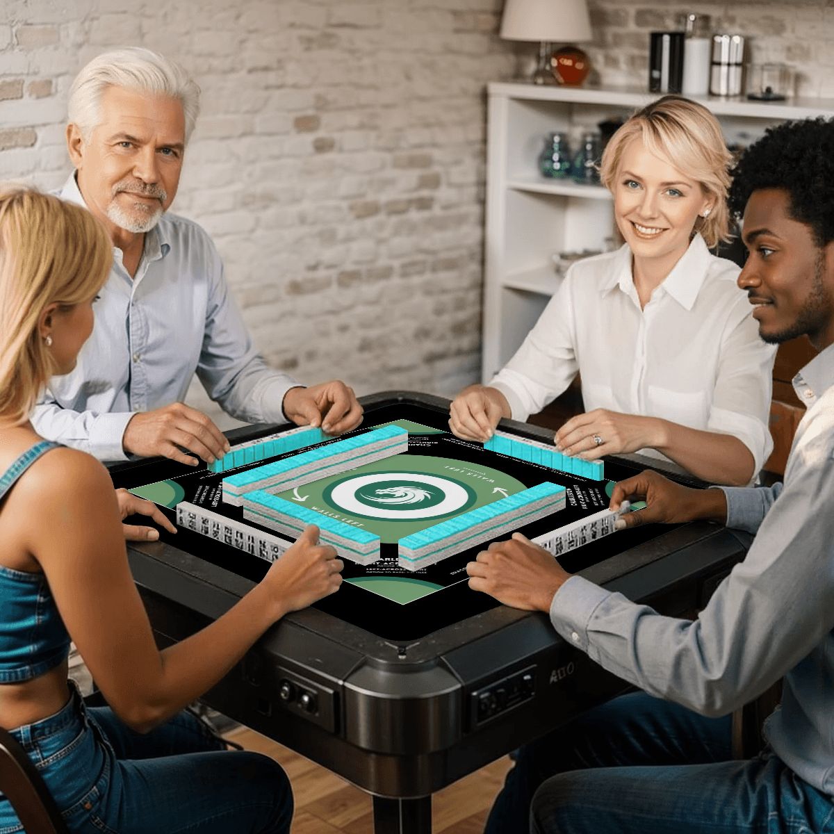 Black and Green Mahjong Mat 31.5 x 31.5 - For Mahjong Enthusiasts