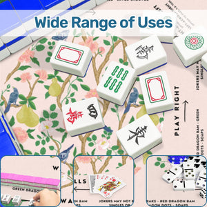 Blue Bird Design Mahjong Mat 31.5 x 31.5   - Durable Surface for Great Game Nights