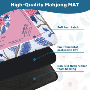 Vivid Blue & Purple Floral Mahjong Mat 31.5 x 31.5 Perfect for Mahjong Enthusiasts and Fans