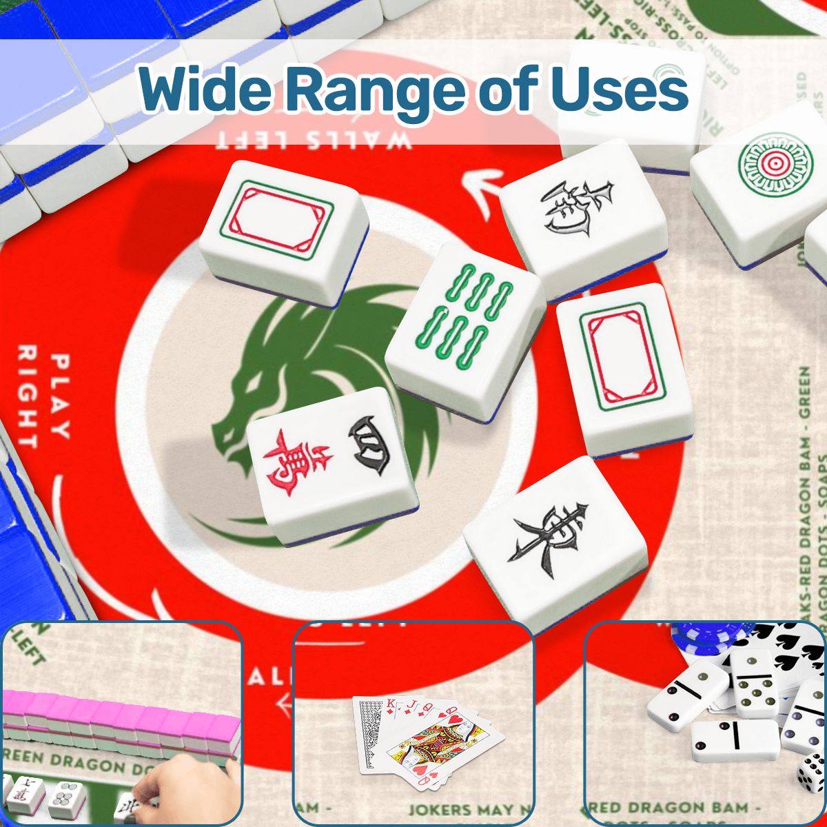 Bold Red and Green Mahjong Mat 31.5 x 31.5 - For Great Game Nights