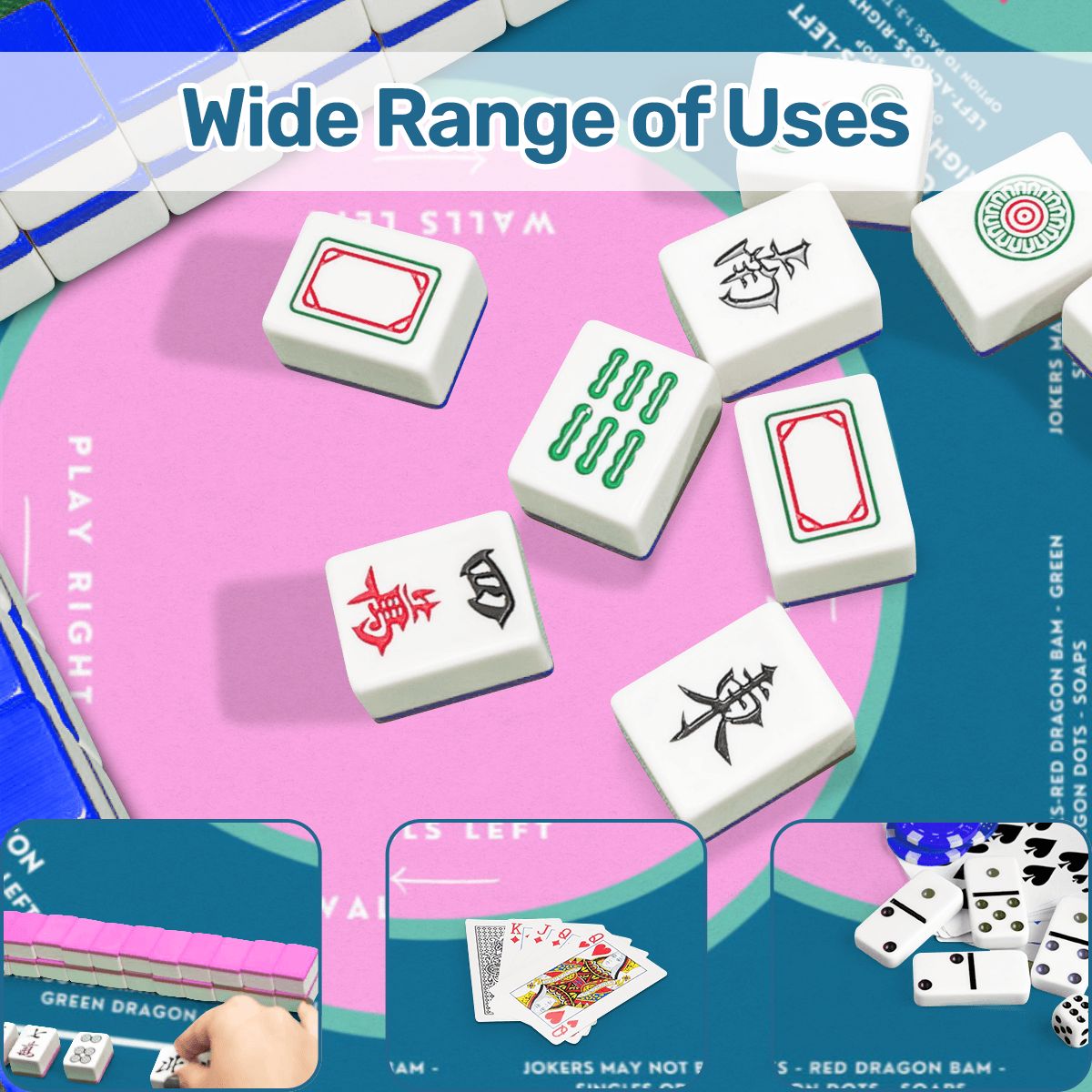Blue Flower Design for Mahjong Enthusiasts, 31.5 x 31.5