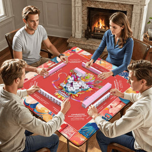 Red Dragon Mahjong Mat with Storage Case | Bold Festival Design