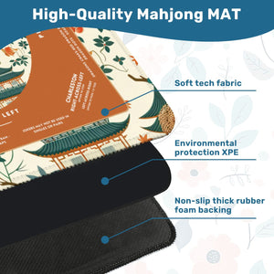 White Orange Peacock Design Mahjong Mat 31.5 x 31.5 - For Enhanced Game Nights