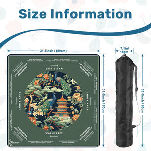 Green Peacock Mahjong Mat 31.5 x 31.5 - Smooth Surface for Great Game Nights