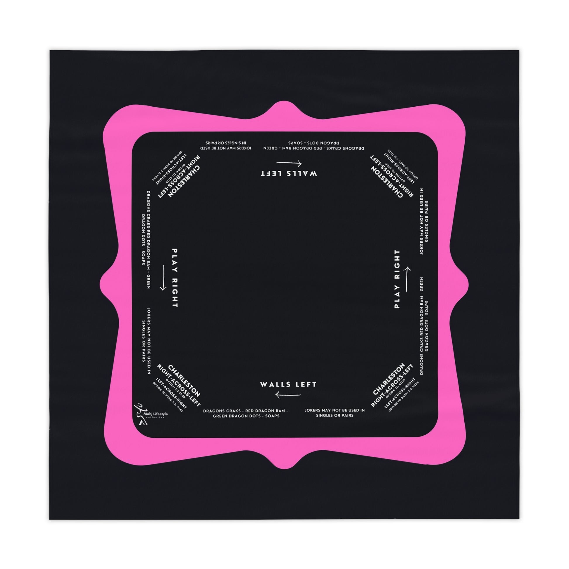 Black and Pink Premium Mahjong Mat Custom Made - Smooth, Durable Surface for Mahjong Enthusiasts