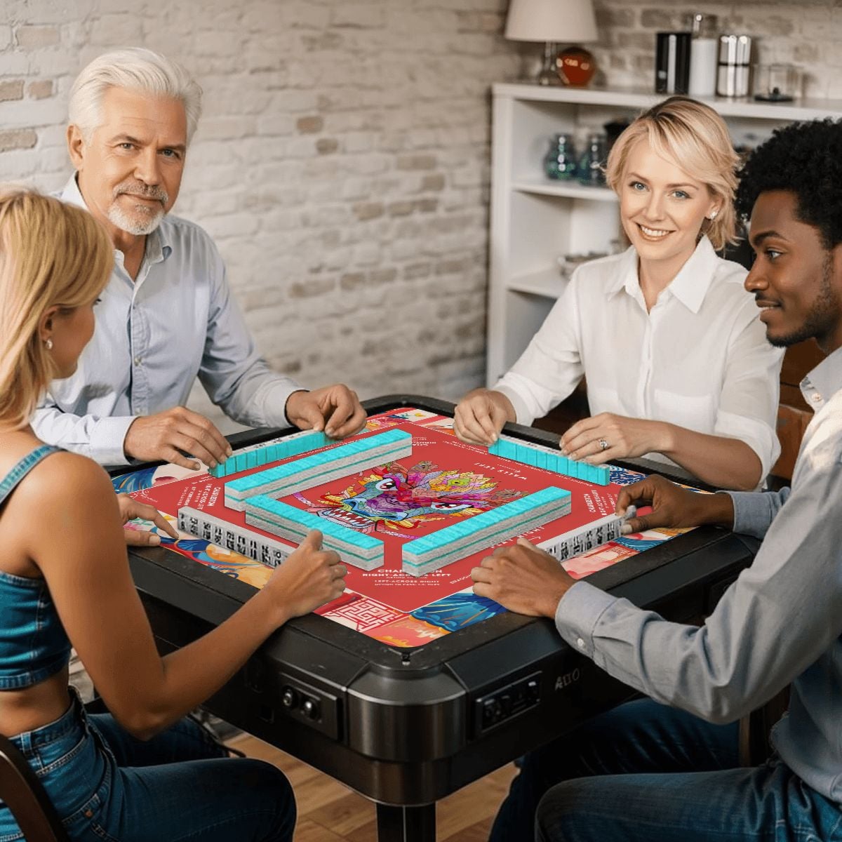 Red Dragon Mahjong Mat with Storage Case | Bold Festival Design