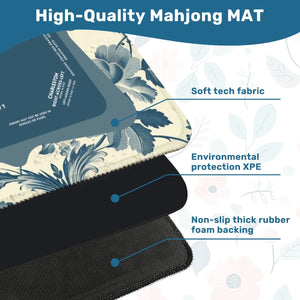 Blue Floral Mahjong Mat 31.5 x 31.5 - For Enhancing Game Night Experience