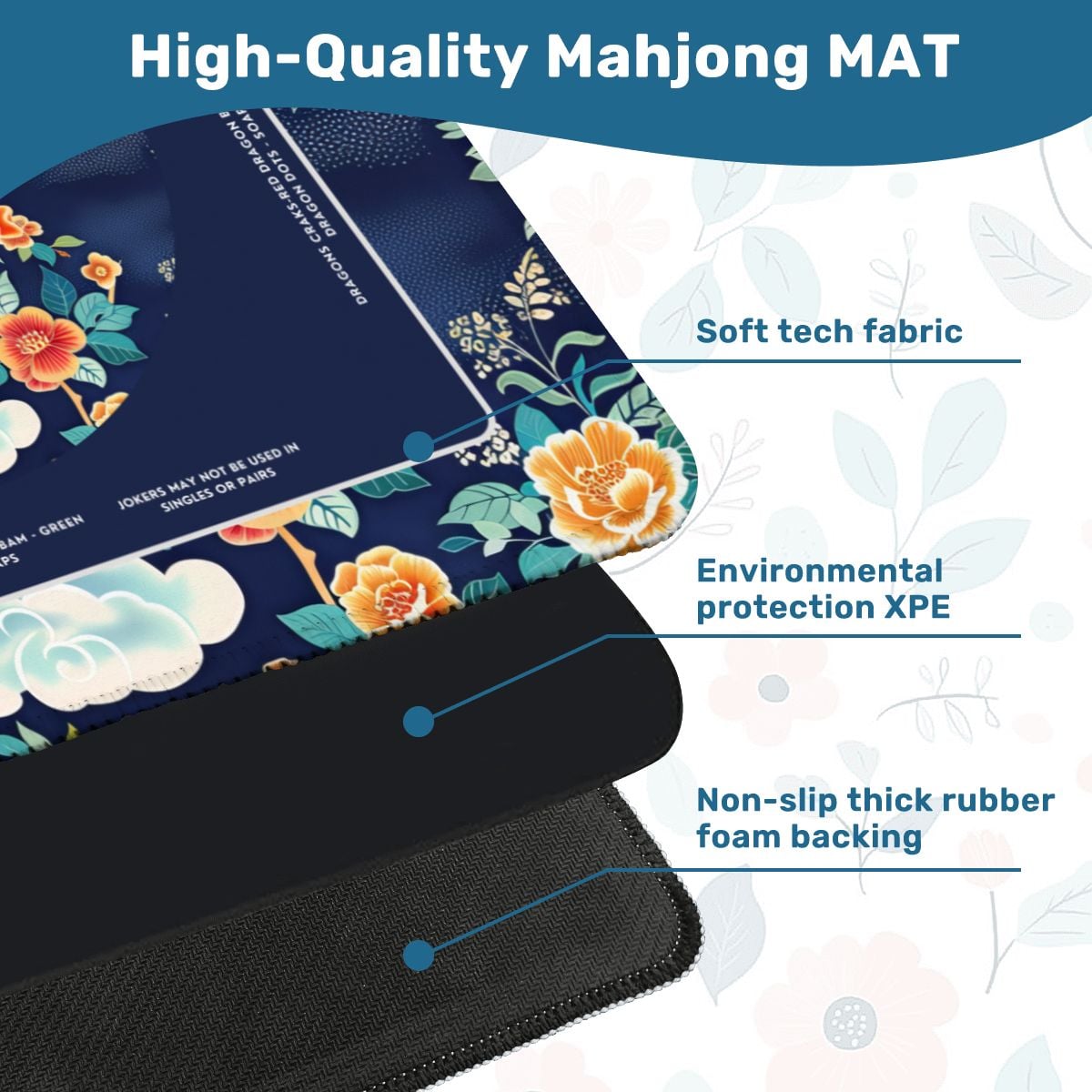 Blue Pavilion Mahjong Mat with Storage Case
