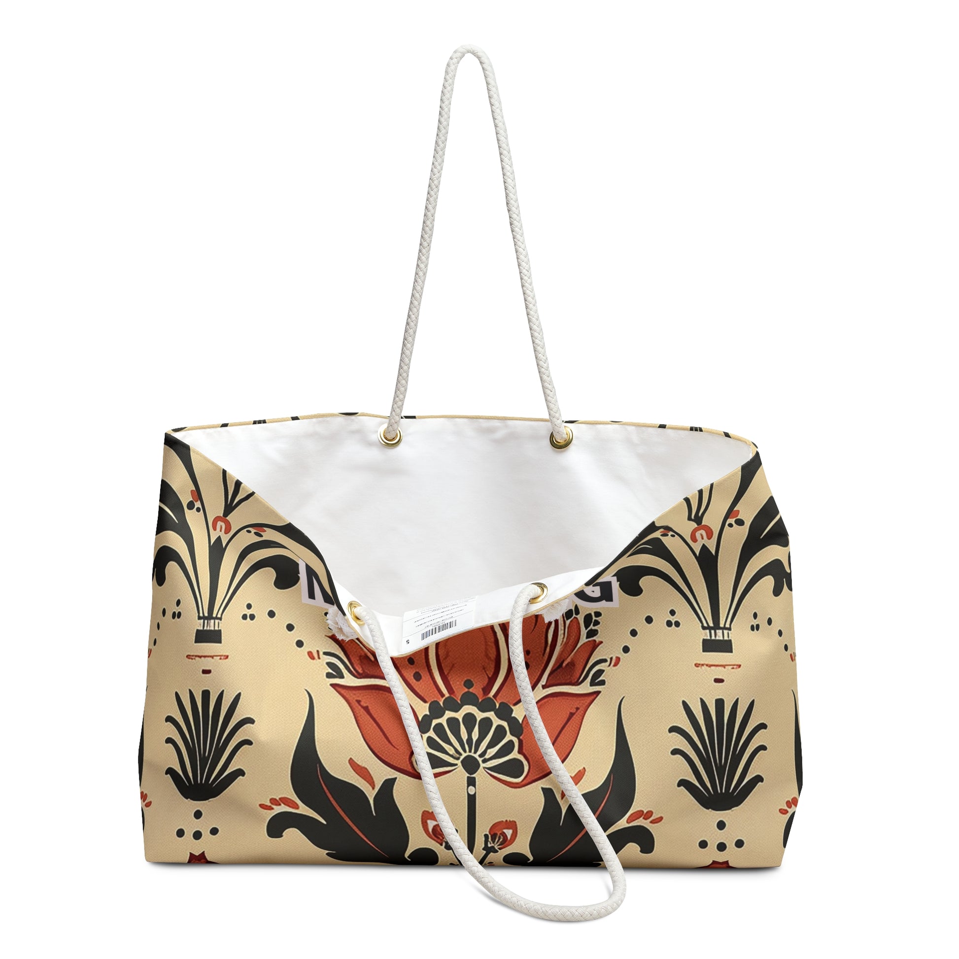 Tan Radiant Fresh Floral Mahjong Tote Bag