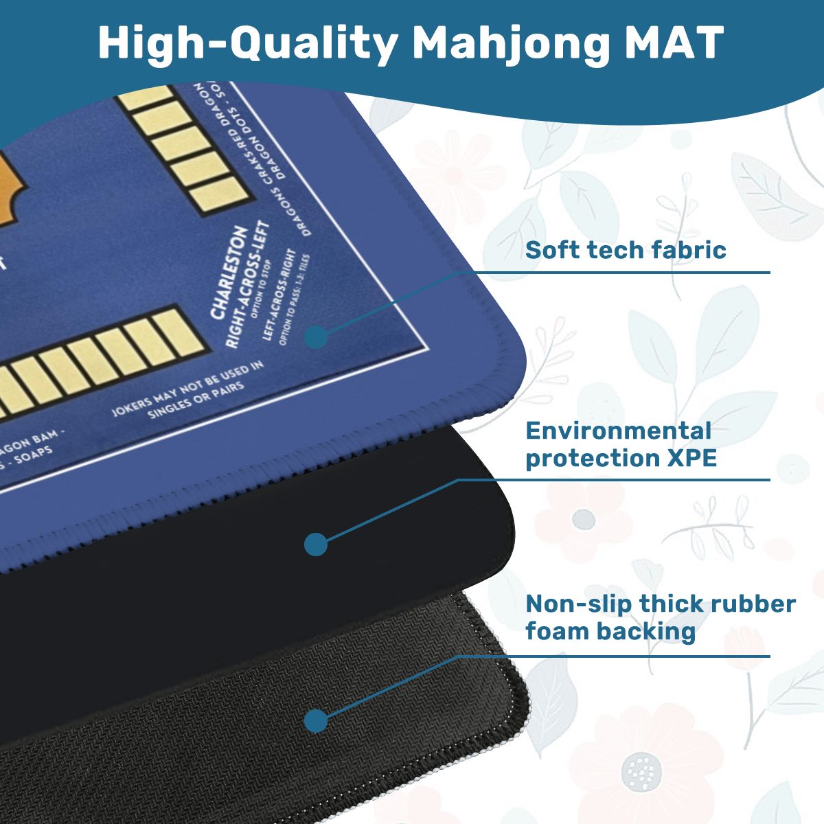 Blue Mahjong Mat 31.5 x 31.5 - Durable Surface for Great Game Night Experiences