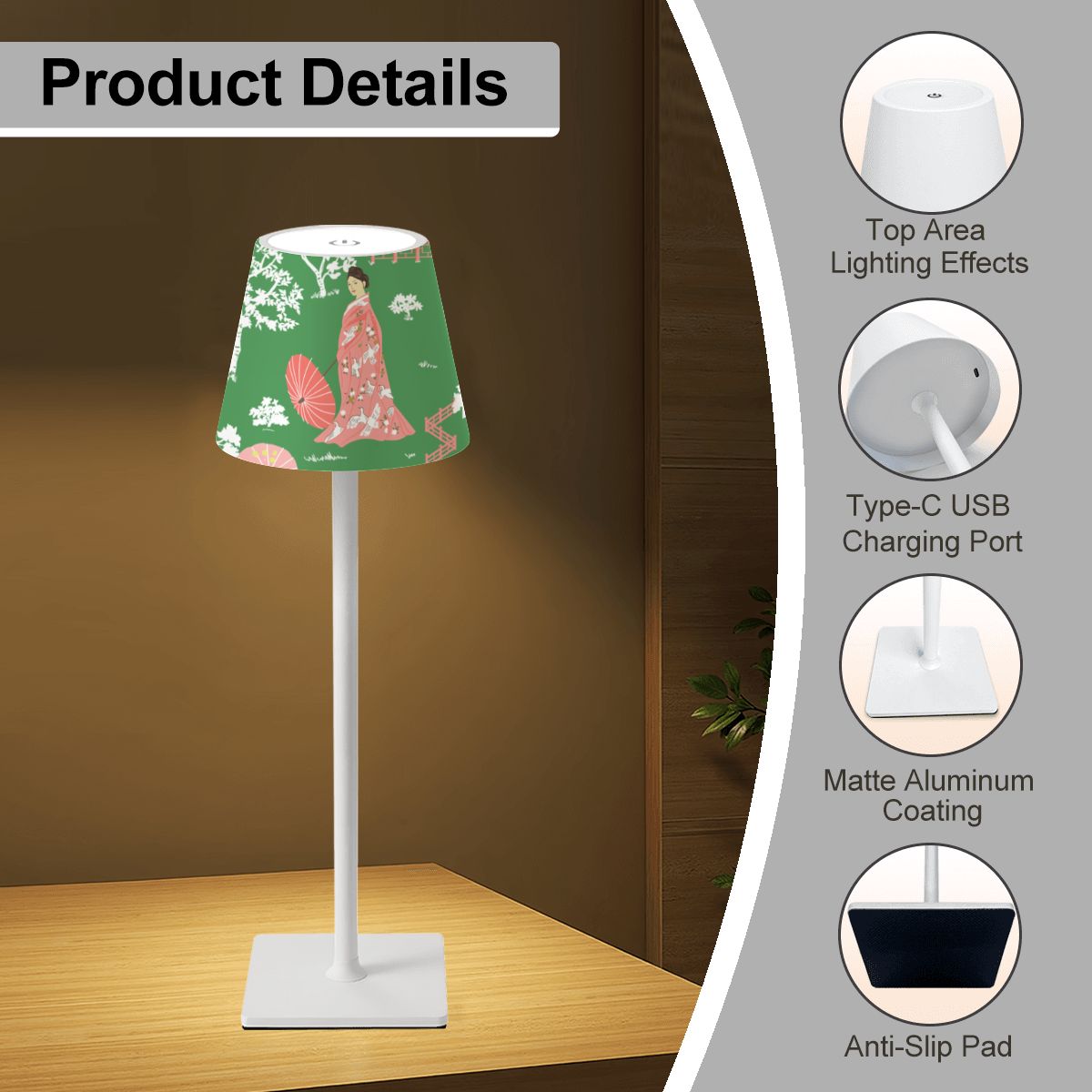 LED Cordless Table Lamp 9 Chinoiserie Red White (4)