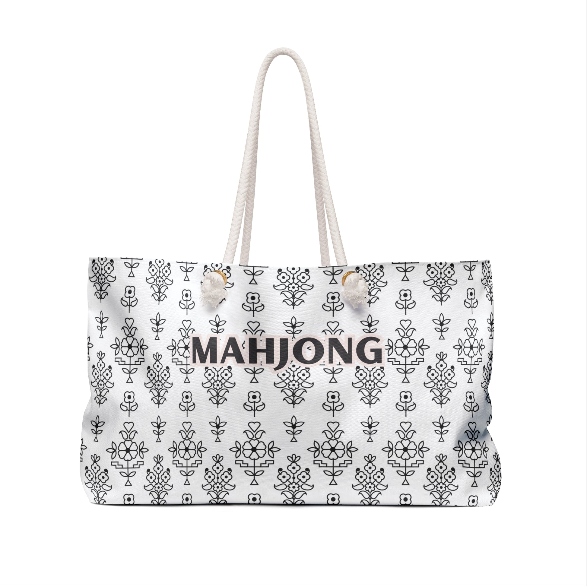 White Mahjong Tote Bag with Sleek Design