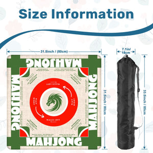 Bold Red and Green Mahjong Mat 31.5 x 31.5 - For Great Game Nights