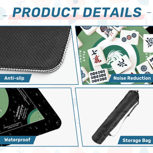 Black and Green Mahjong Mat 31.5 x 31.5 - For Mahjong Enthusiasts