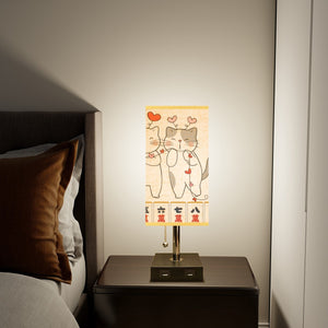 Square Table Lamp with USB Port Gold Trim