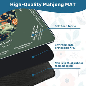 Green Peacock Mahjong Mat 31.5 x 31.5 - Smooth Surface for Great Game Nights