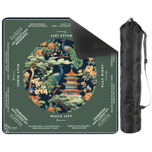Green Peacock Mahjong Mat 31.5 x 31.5 - Smooth Surface for Great Game Nights