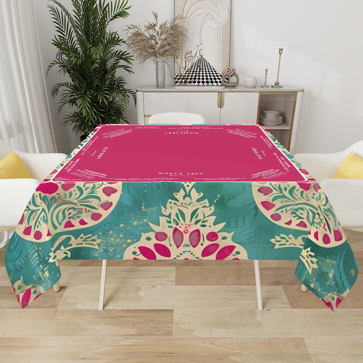 Pink & Green Mahjong Tablecloth