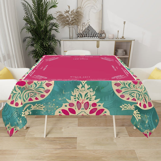 Pink & Green Mahjong Tablecloth