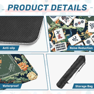 Green Peacock Chinoiserie Mahjong Mat with Storage Case
