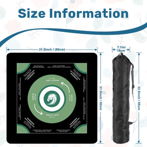 Black and Green Mahjong Mat 31.5 x 31.5 - For Mahjong Enthusiasts