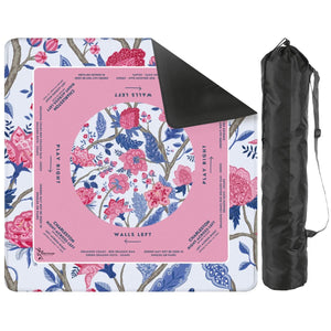 Pink Floral Mahjong Mat with Storage Case
