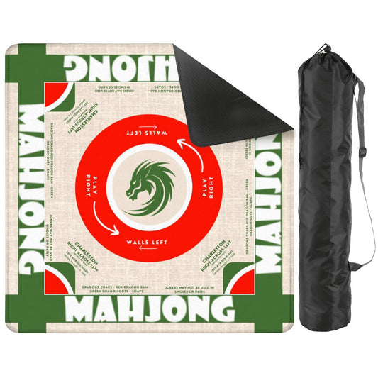 Bold Red and Green Mahjong Mat 31.5 x 31.5 - For Great Game Nights