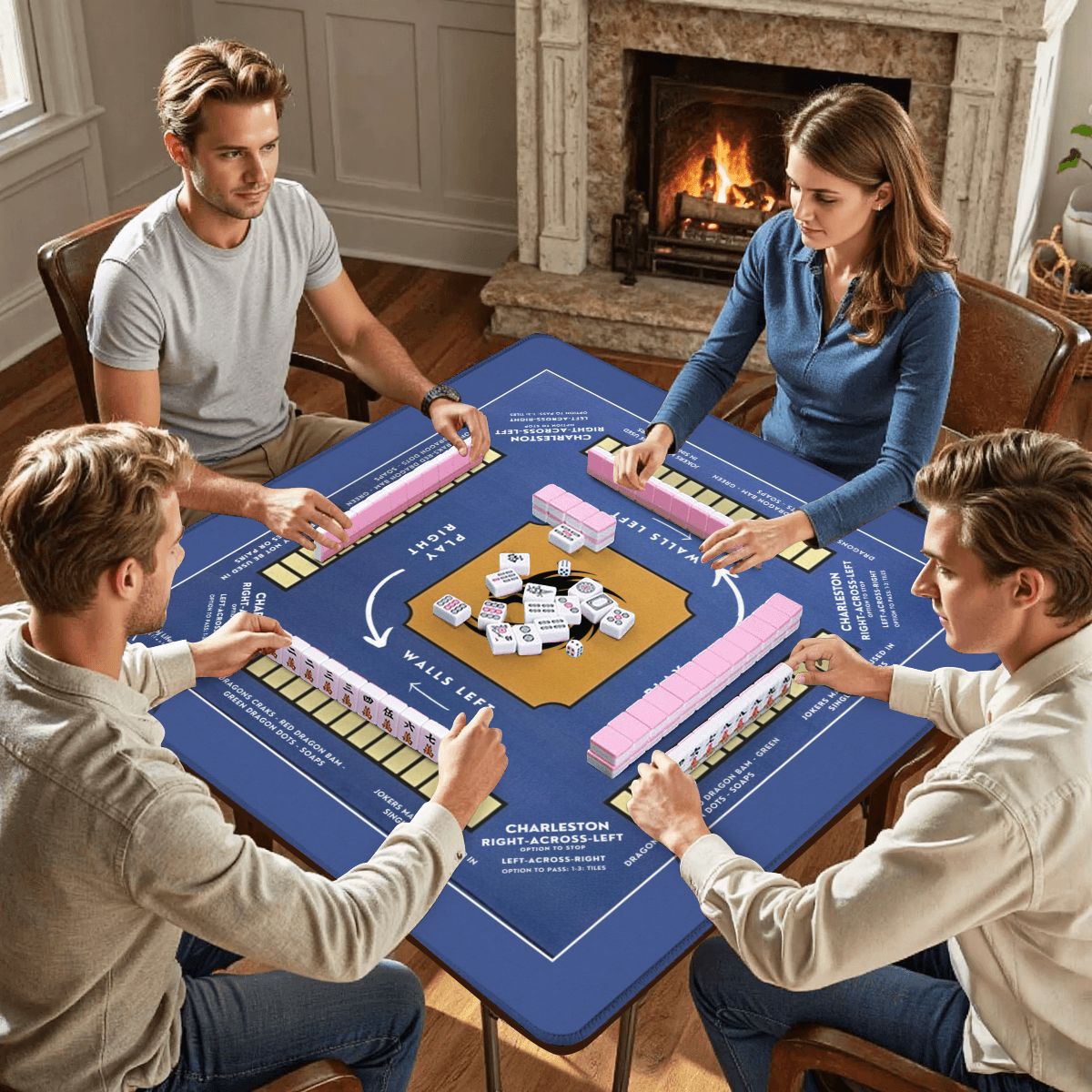 Blue Mahjong Mat 31.5 x 31.5 - Durable Surface for Great Game Night Experiences