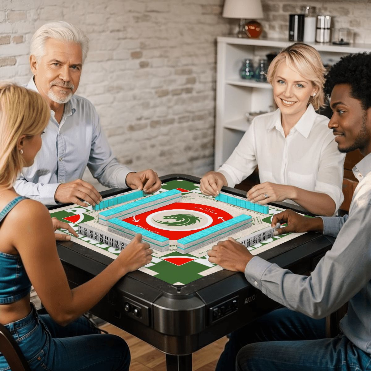 Bold Red and Green Mahjong Mat 31.5 x 31.5 - For Great Game Nights