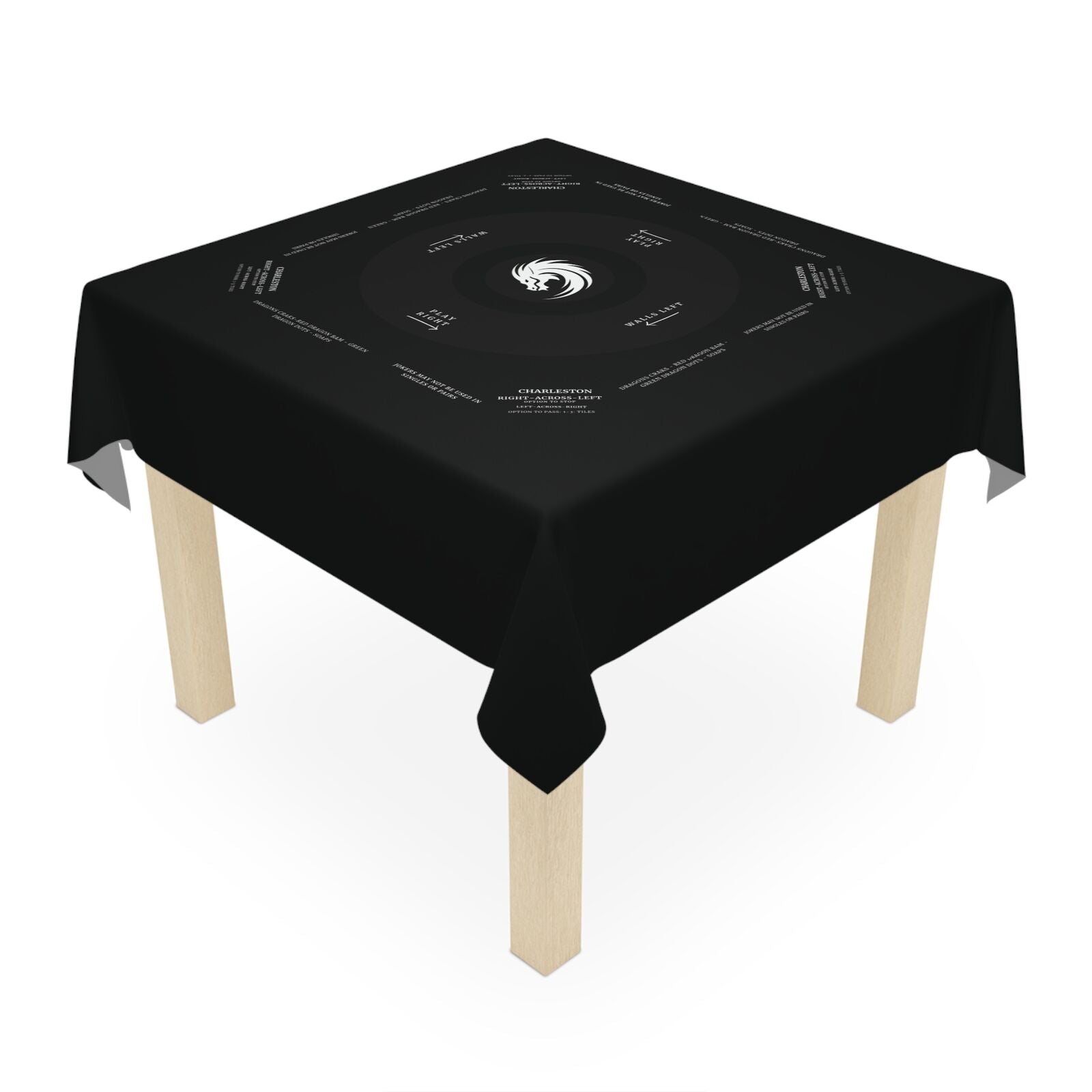 Black on Black Mahjong Game Tablecloth-easy-to-follow mah-jong tablecloth