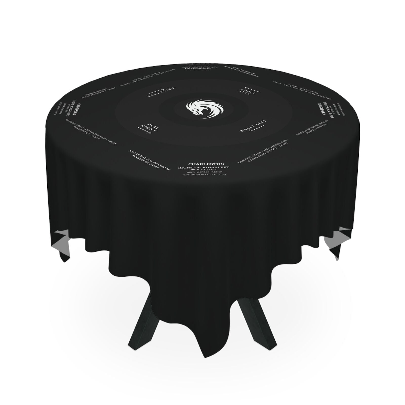 Black on Black Mahjong Game Tablecloth-easy-to-follow mah-jong tablecloth