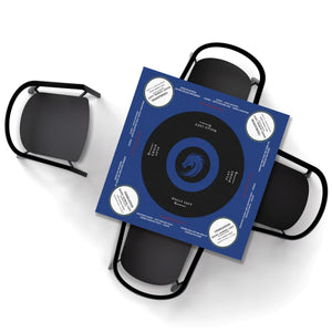 Blue with white circle- easy-to-follow mah-jong tablecloth