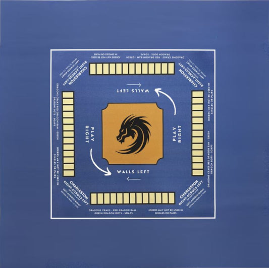 Blue/Gold Mahjong Tablecloth-easy-to-follow mah-jong tablecloth