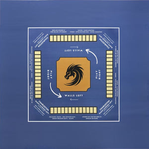 Blue/Gold Mahjong Tablecloth-easy-to-follow mah-jong tablecloth