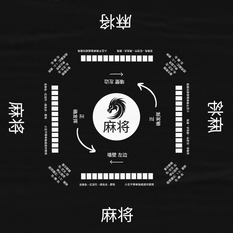 Chinesse Mahjong game, Chinesse instructions, Mahjong Tablecloth with Dragon icon, New 2024 Design, mahjong set, Mahjong gift